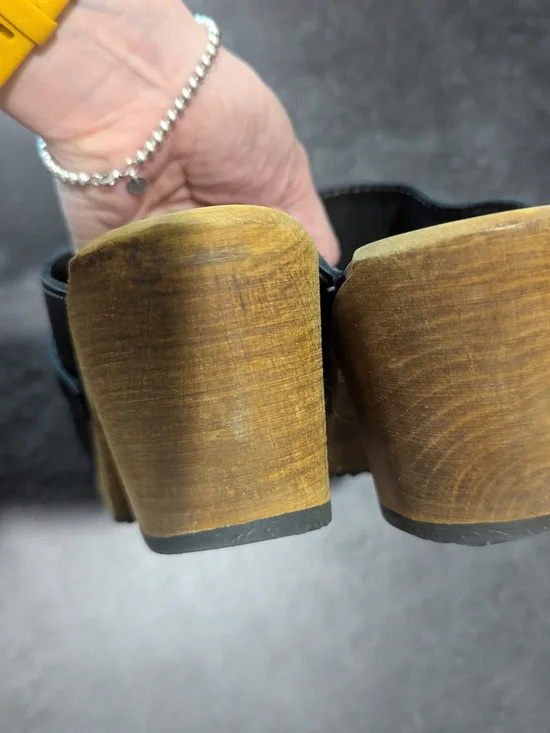 Lotta From Stockholm Black Leather Platform Clogs Sz 40 - Picture 5 of 5